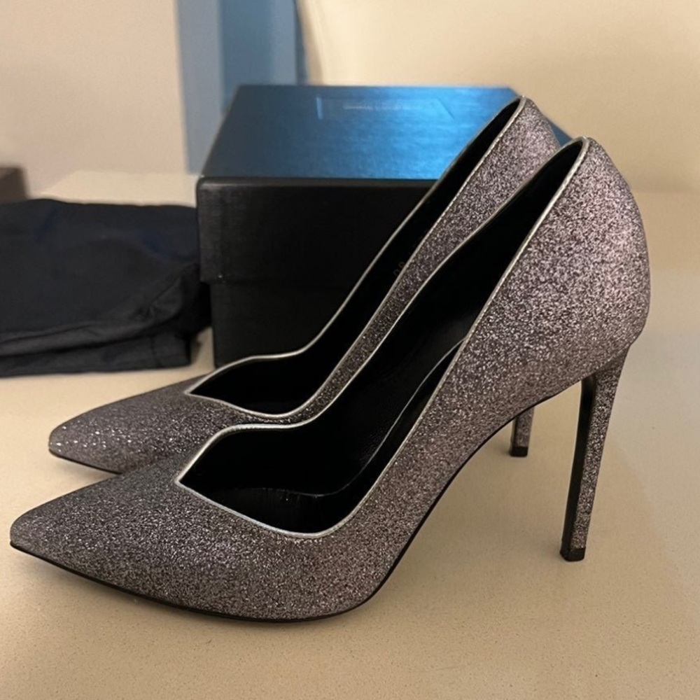 Saint Laurent Paris Glitter Pumps Heels 36.5 - Picture 2 of 8